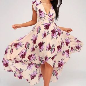 French Countryside Blush Floral Print High-Low Dress